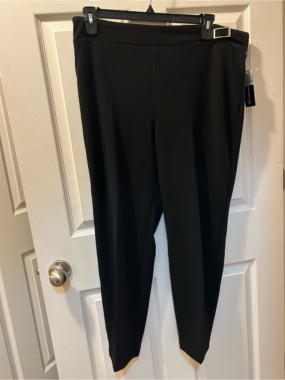 SoHo Apparel XL Classic Black Pull-On Women's Dress Pants w/Buckle Embellishment